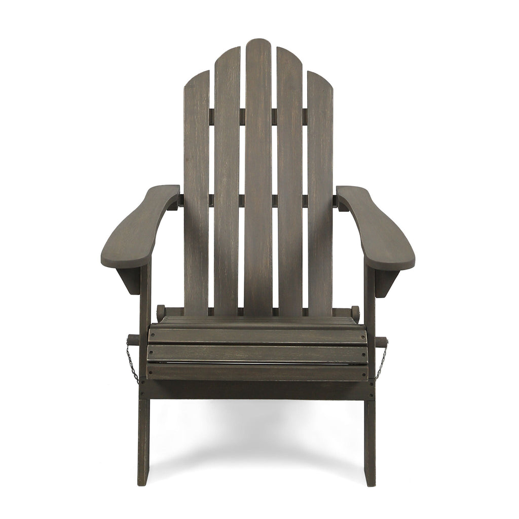 Outdoor Foldable Adirondack Chair With Hand Crafted Details - Gray