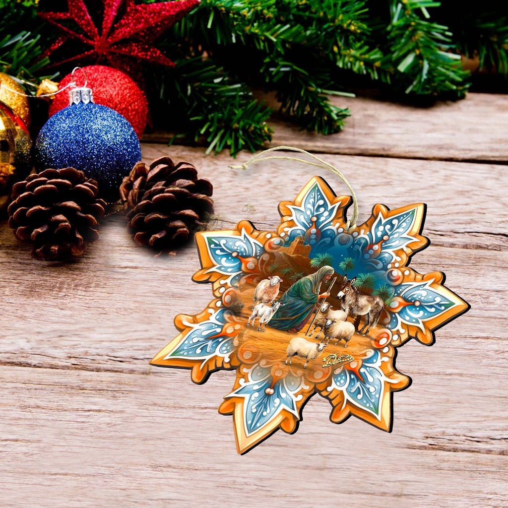 Nativity Snowflake Eco Wood Ornaments Set of 3 by G. Debrekht - Nativity Holiday Decor - 8090153-S3