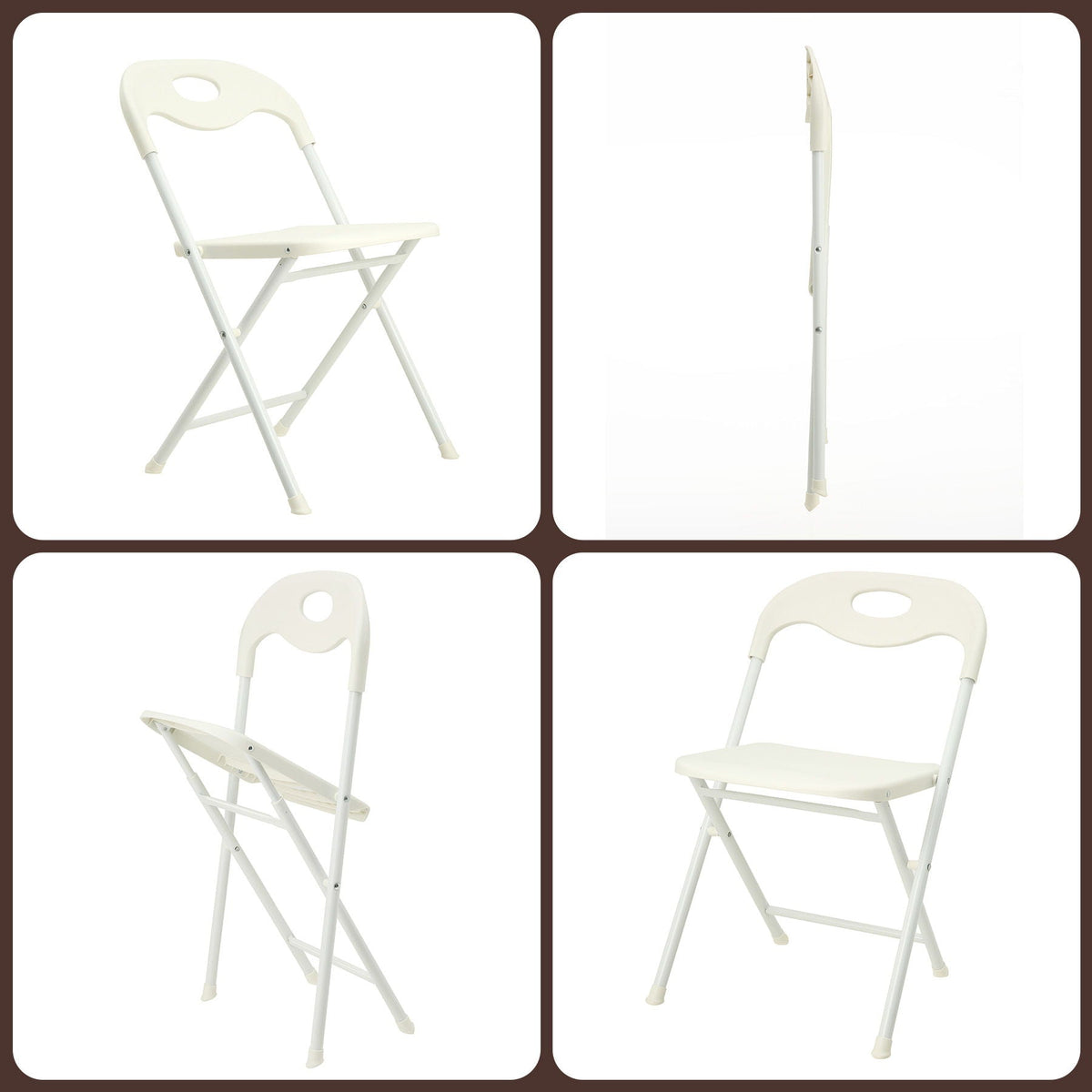 Folding Chairs, Stackable & Waterproof (Set of 4) - White