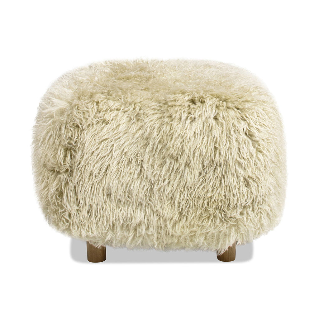 Enchante - New Zealand Sheepskin Rectangular Accent Ottoman - Taupe / Natural