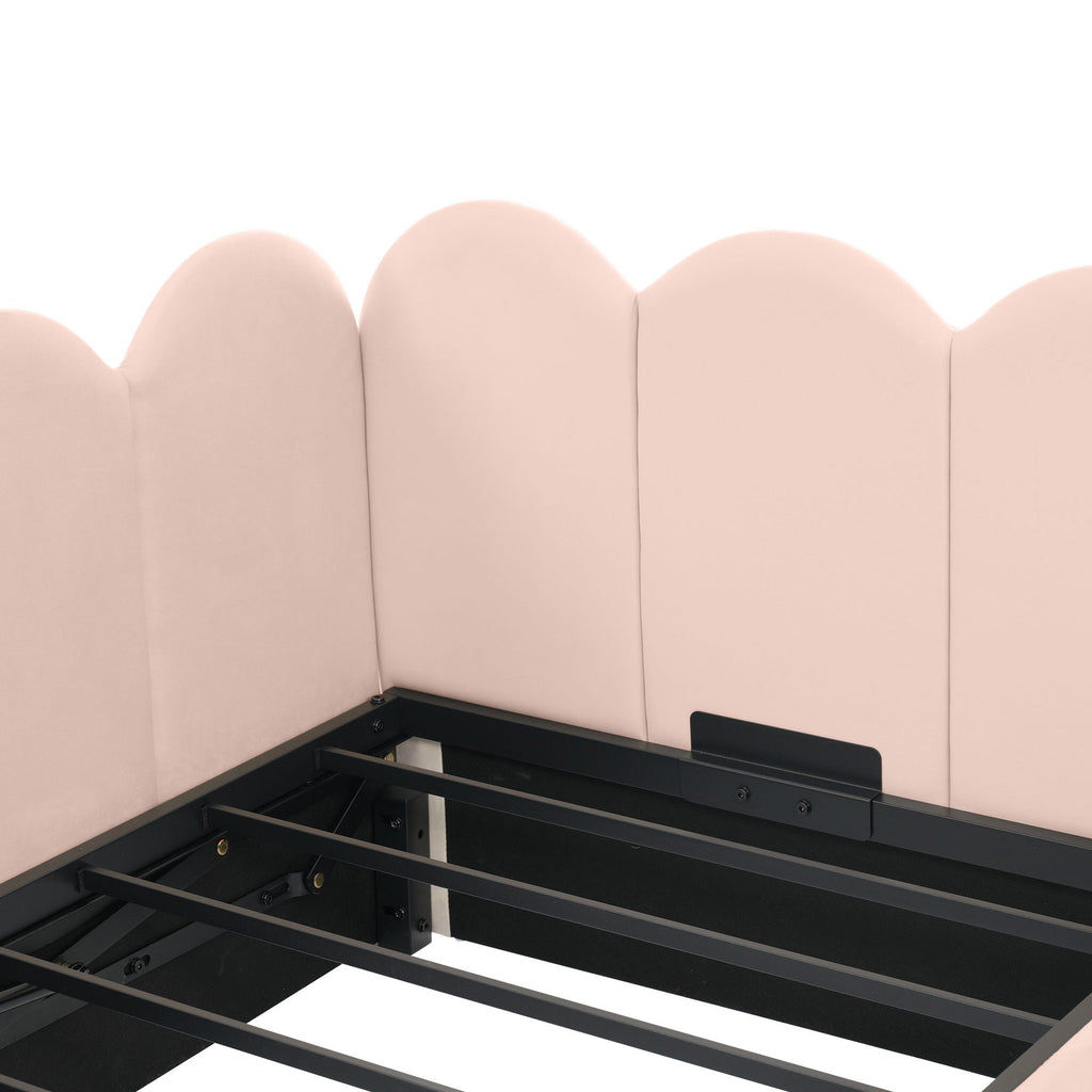 Upholstered Daybed With Metal Slatted Base