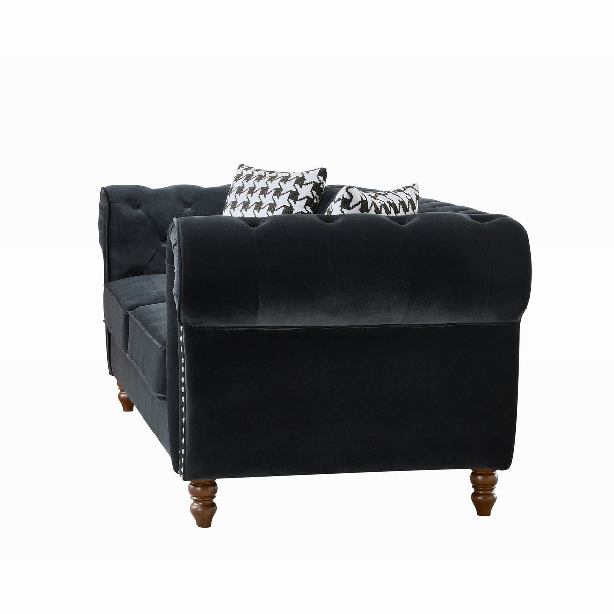 Chesterfield 3 And 2 Seater Upholstery Sofa With Roll Armrest & Nailhead Fabric Couch
