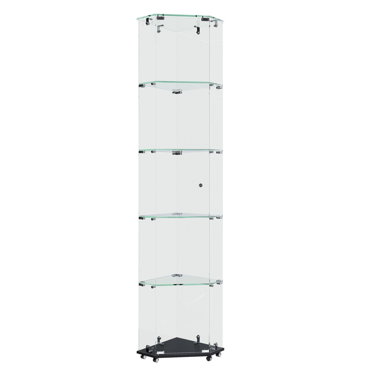 5 Tier Diamond Glass Display Case With 5 Dynamic LED Modes - Black