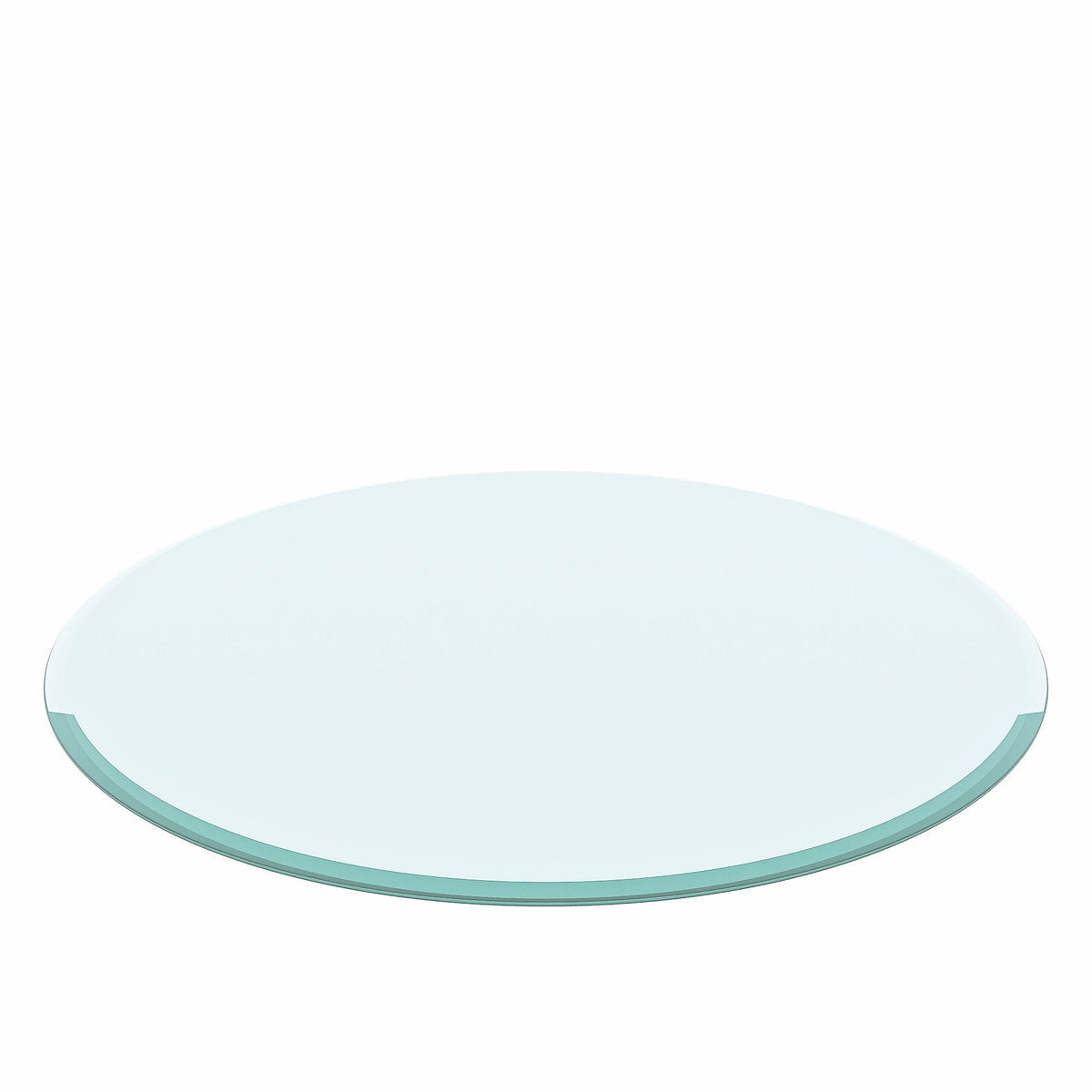 Round Tempered Glass Table Top Clear Glass, Thick Beveled Polished Edge - Black