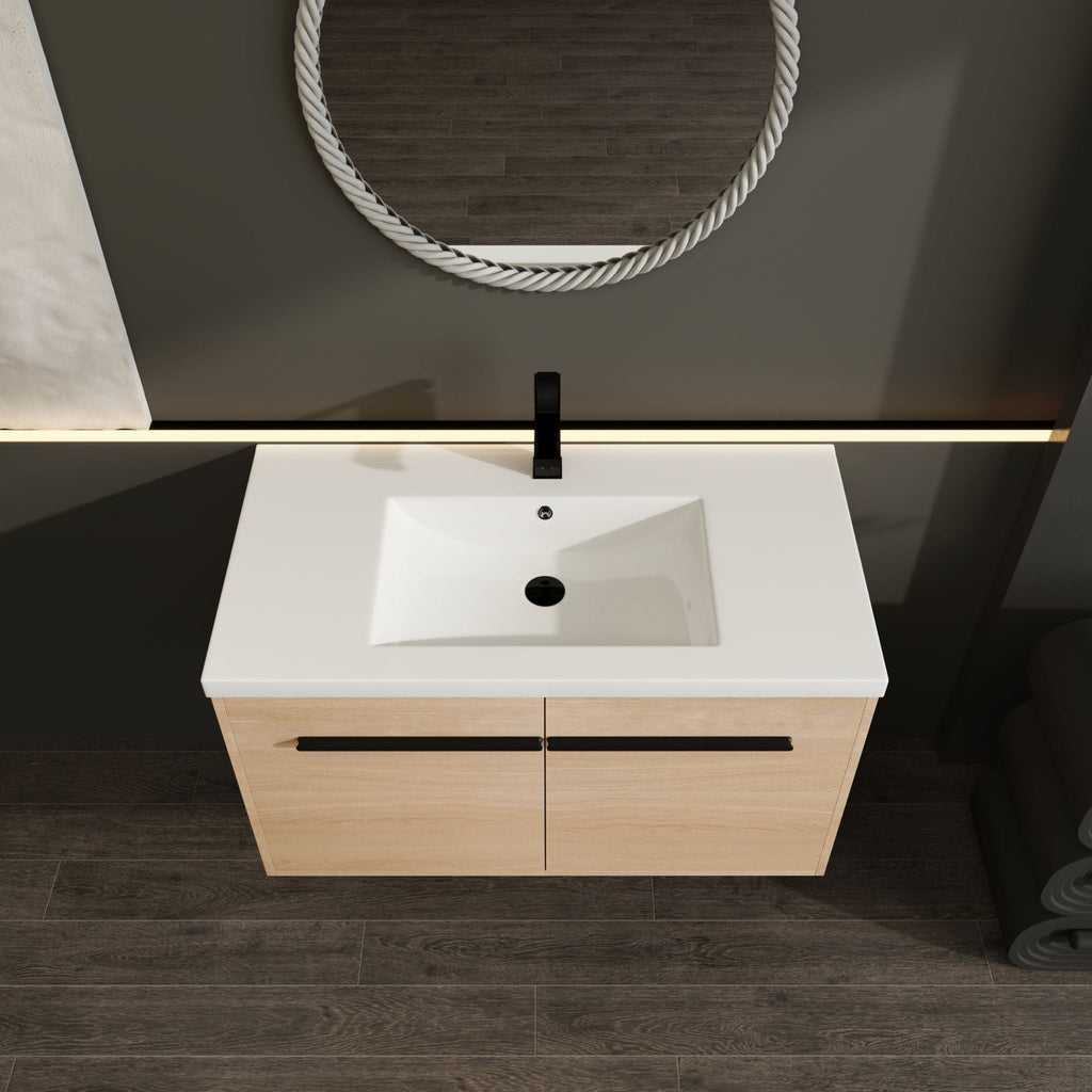 Bathroom Vanity Set With Resin Countertop Sink, 2 Doors