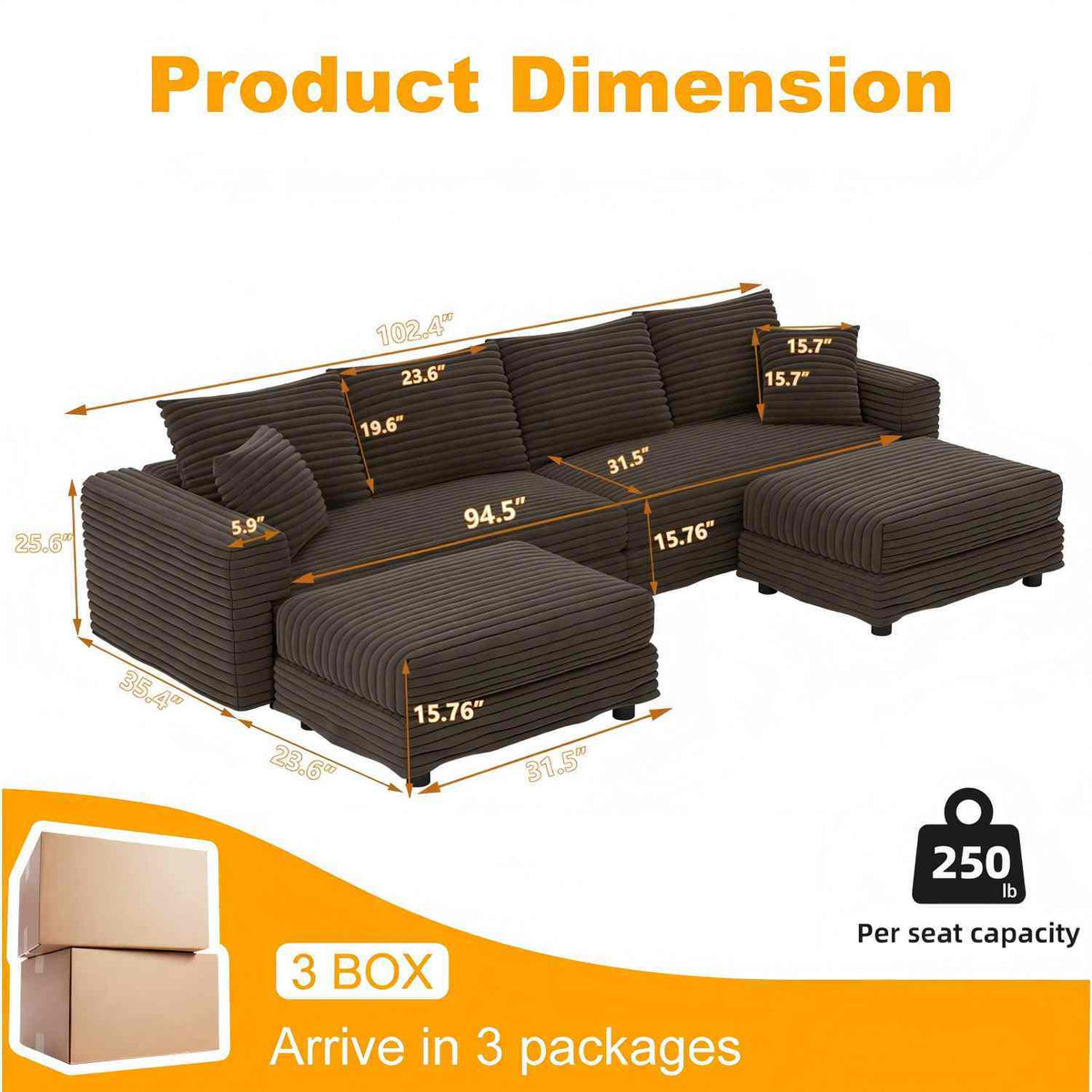 Modern Comfy Upholstered Sofa Cloud Couch & Deep Seat Couches
