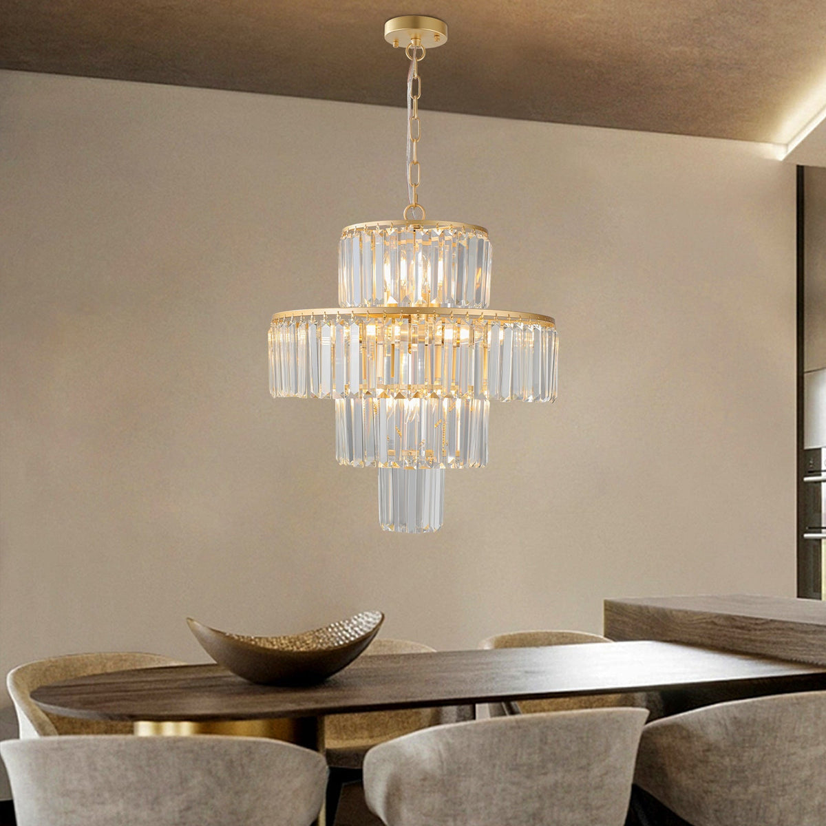 20' Modern Crystal Chandelier with Gold Finish