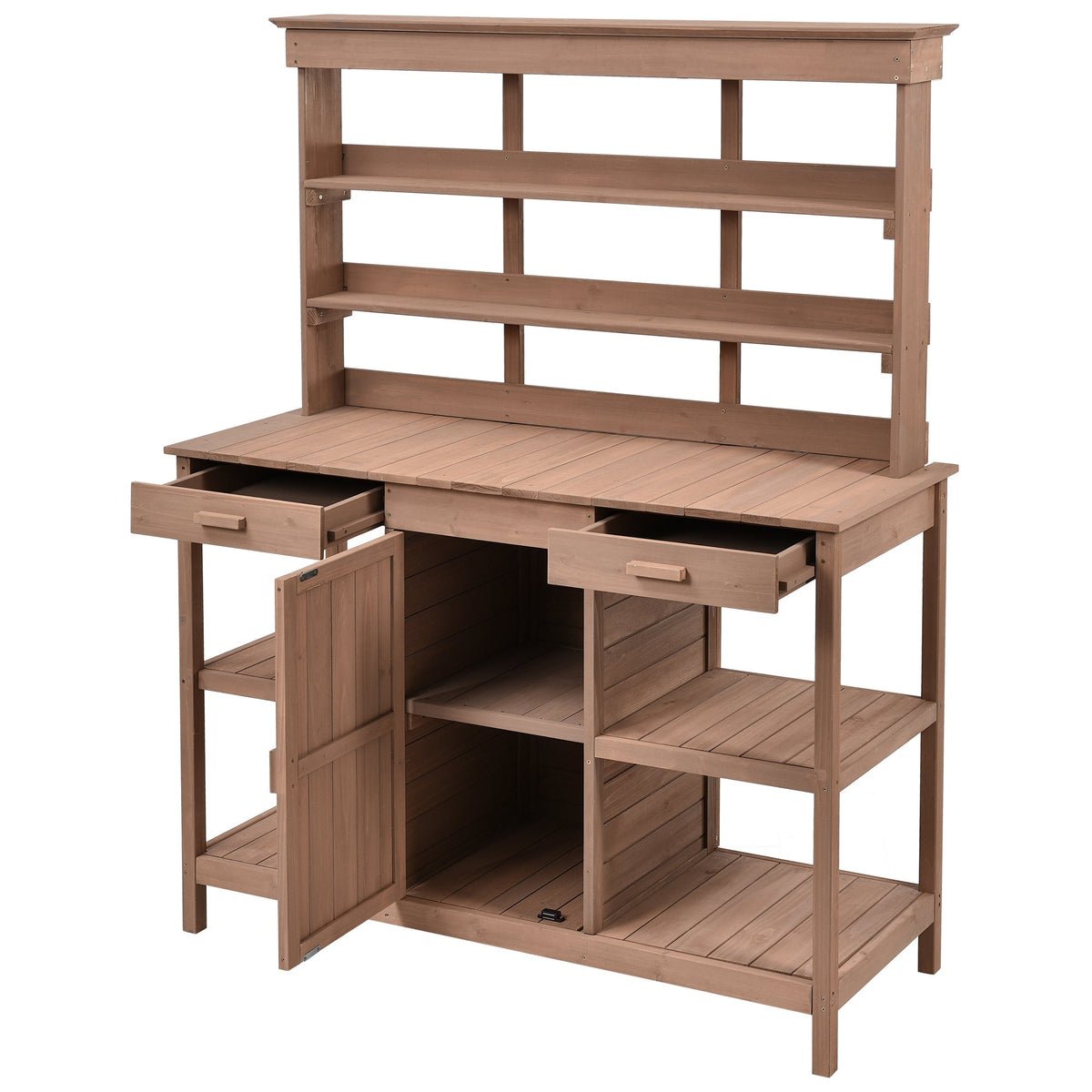 TOPMAX 66" Large Outdoor Farmhouse Wooden Potting Bench Table