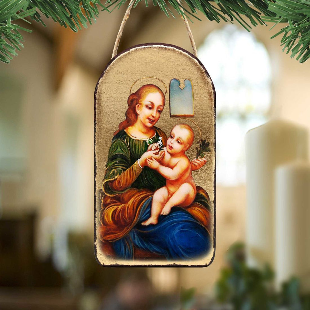 Madonna And Child Religious Christian Sacred Icon Ornament - Inspirational Icon Decor - 87031