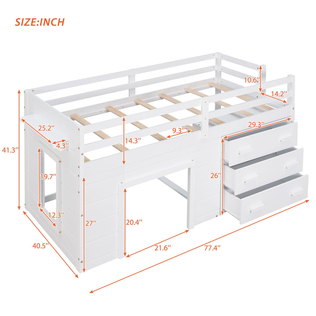 Loft Bed With Cabinet And Shelf