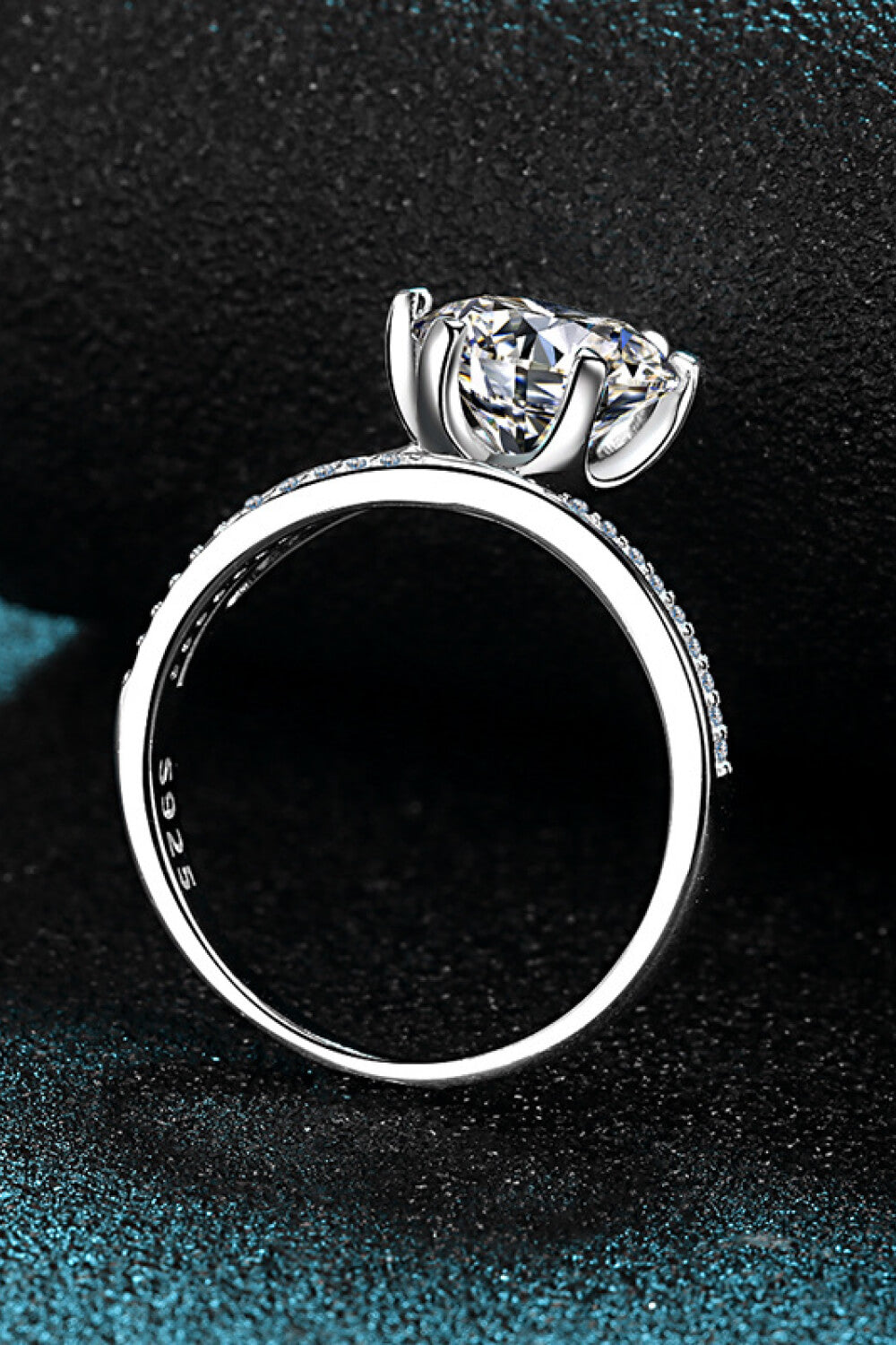 3 Carat Brilliant Round Cut Sparkala™ 6-Prong Offset Ring (Platinum Over Pure Sterling Silver)