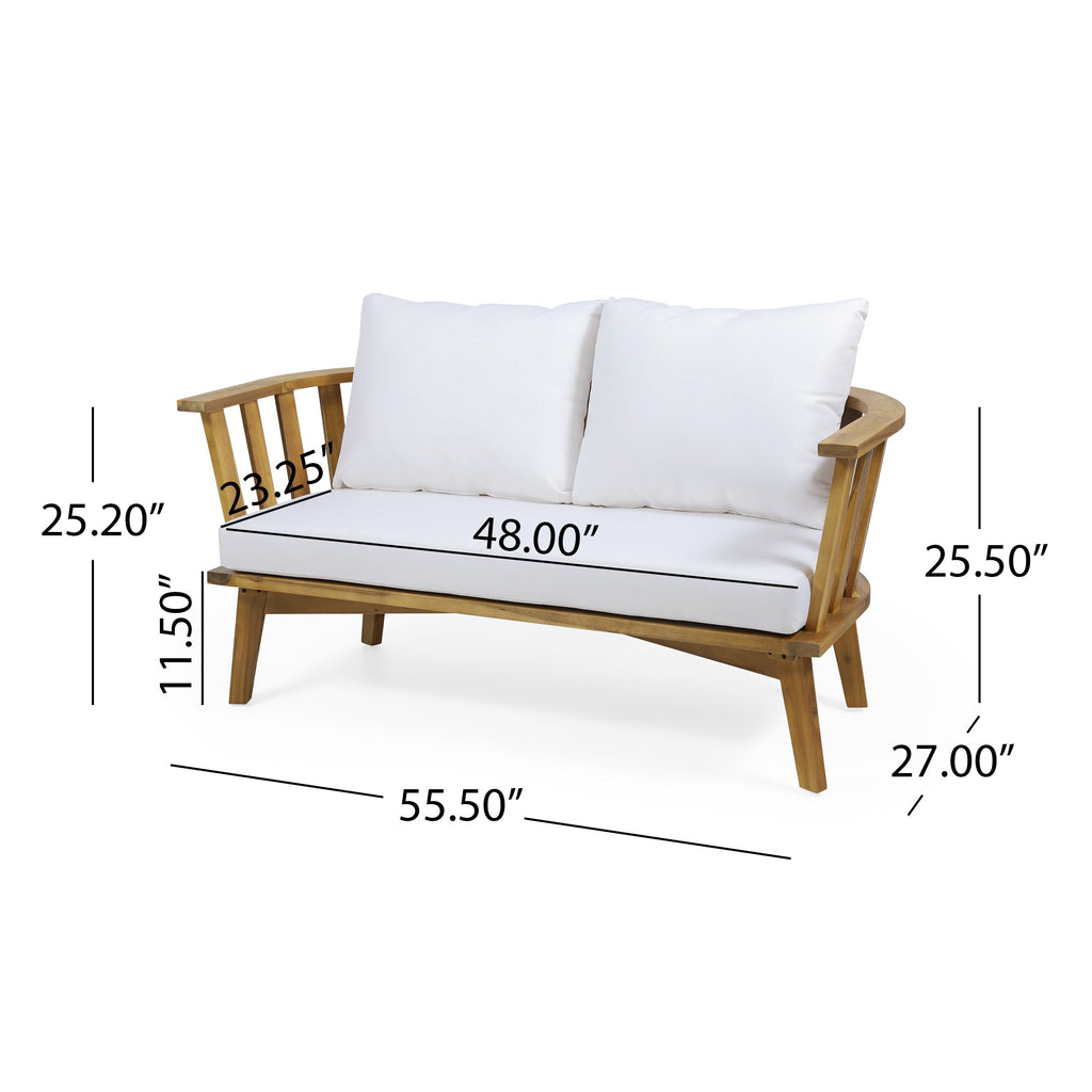 4-Pieces Acacia Wood Patio Furniture Set with Cushions