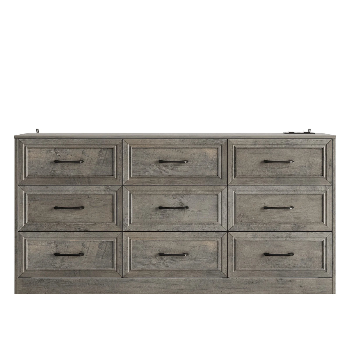 Dresser for Bedroom 9 Drawer Wide Dresser with Charging Station,Grey