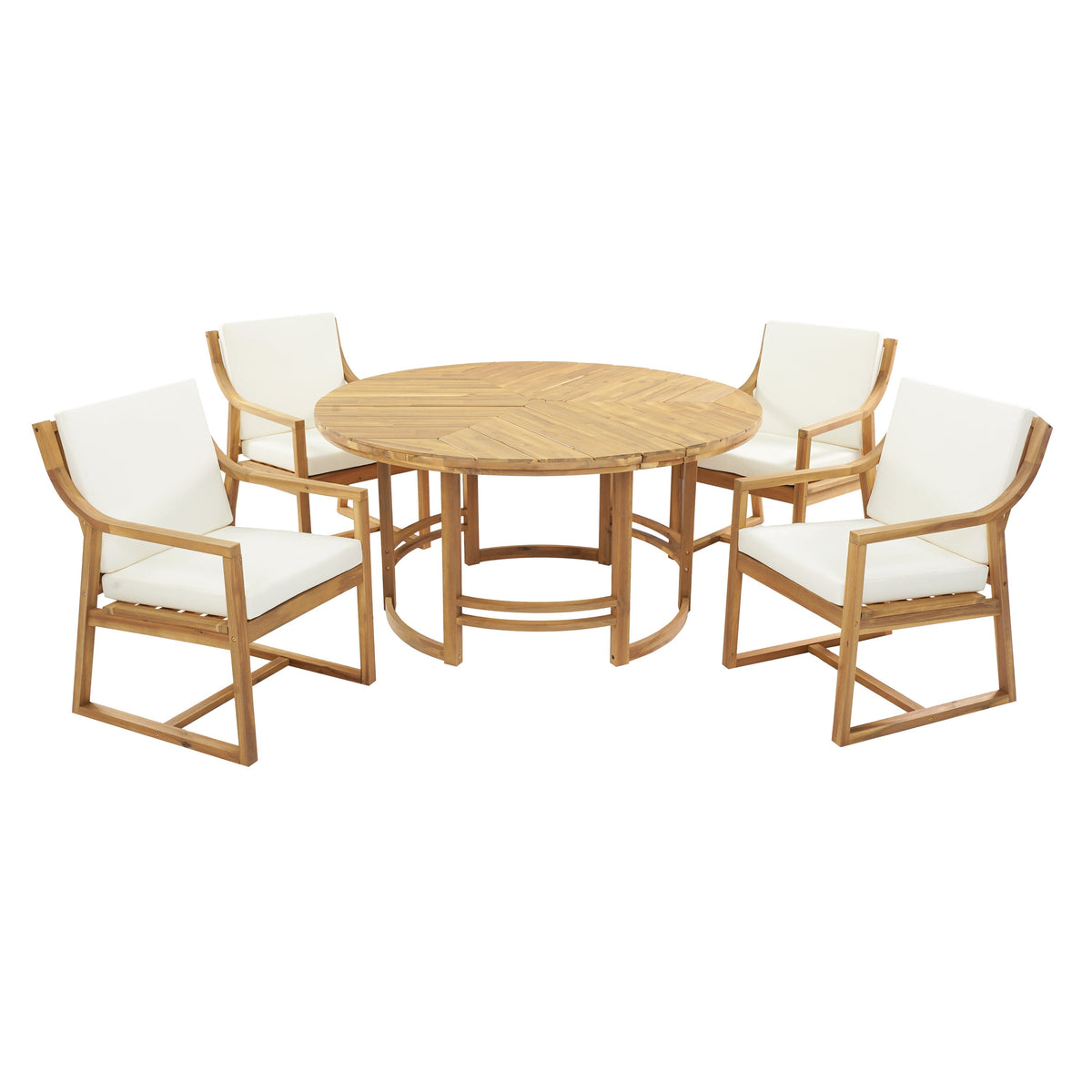 Outdoor Dining Set 5-Piece Patio Table And Chairs Set with Umbrella Hole