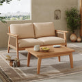 Outdoor 2pc Acacia Wood and Rope Patio Chat Set
