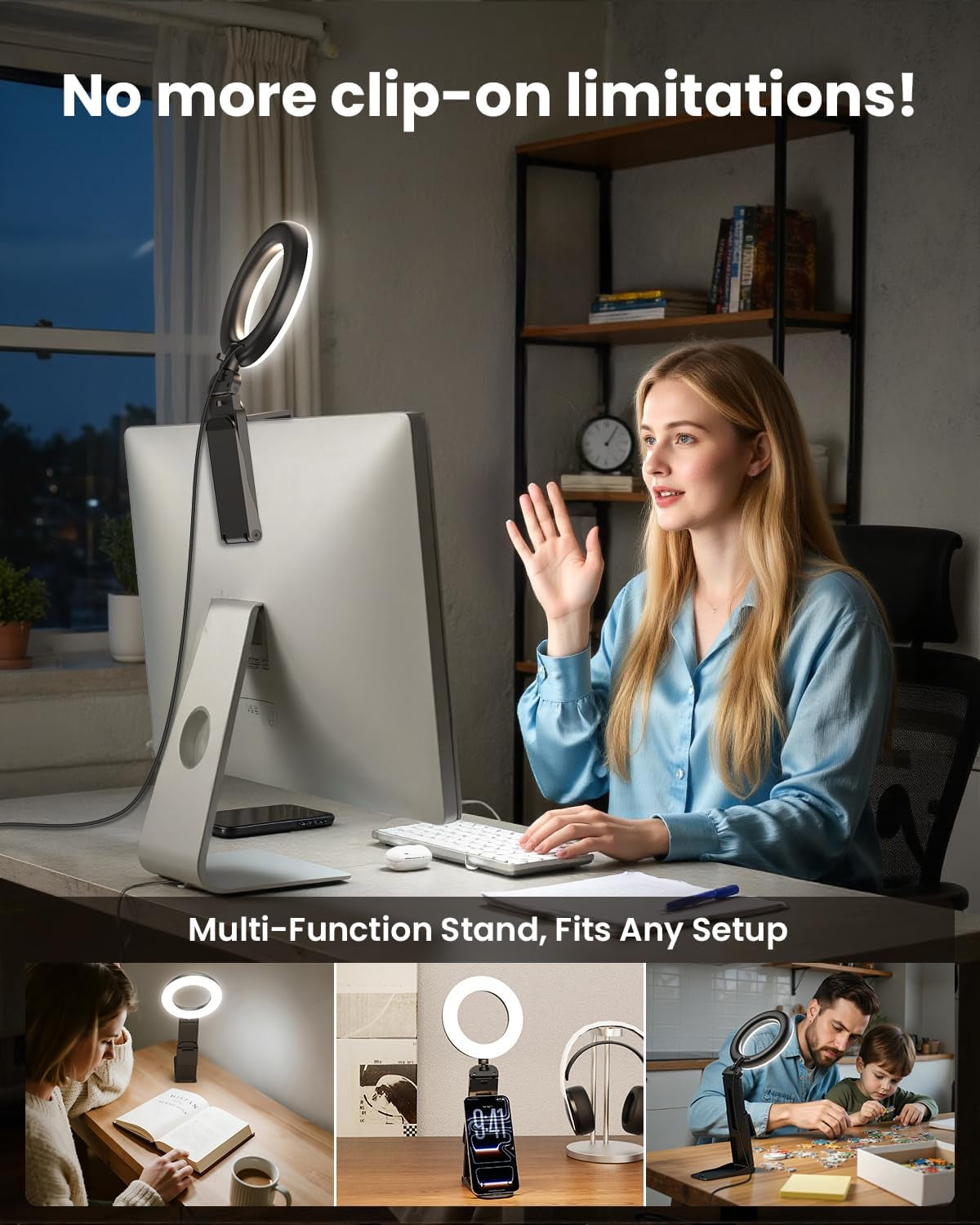 Ring Light for Laptop Desk Clip On,Small Computer Video Conference Lighting with Stand for Phone/Webcam/Monitor,5" Portable Mini LED Selfie Light Desktop for Zoom Meeting/Video Call/Recording