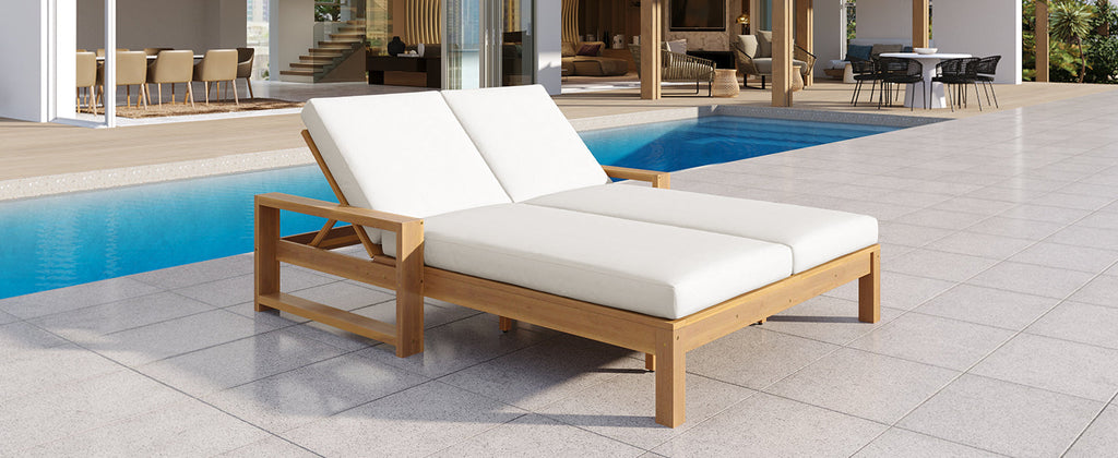 TREXM Outdoor Double Lounge Chair with 5-Position Adjustable Backrest