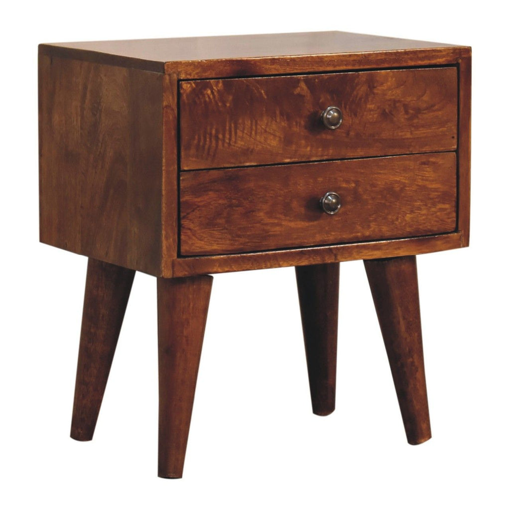 Mini Modern Bedside Table - Chestnut
