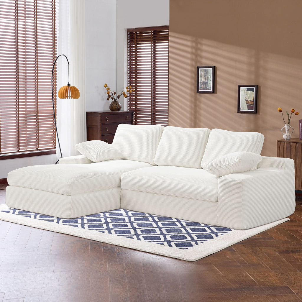 Compressed Sofa With 3 Back Cushions, 2 Throw Pillows
