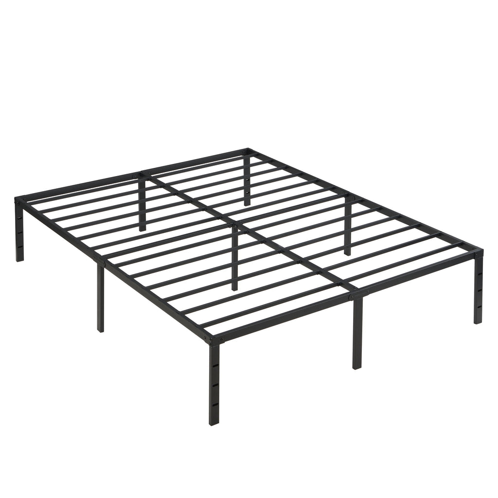 Heavy Duty Queen Size Bed Frame With Quiet Support - Black