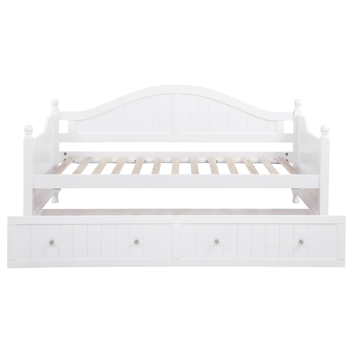 Twin Daybed With Trundle Storage Bed - White
