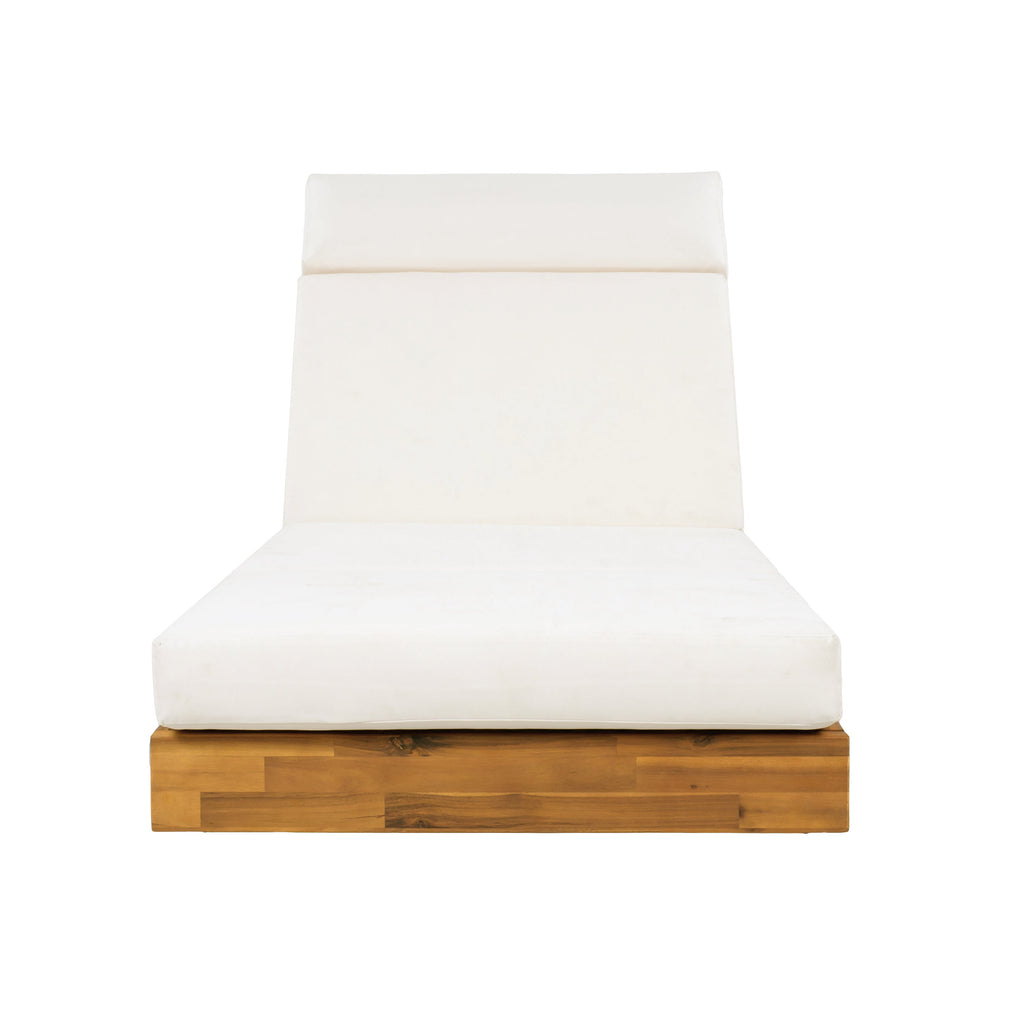 Modern Acacia Wood Outdoor Chaise Lounge