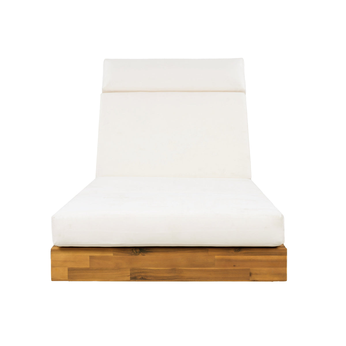 Modern Acacia Wood Outdoor Chaise Lounge