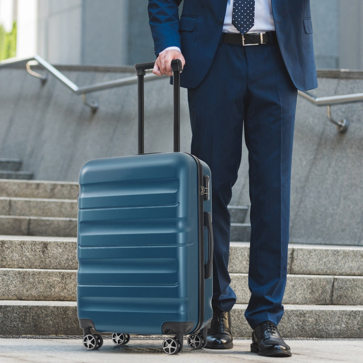 Hardshell ABS Luggage Set 24-Inch Spinner Suitcase with 2 Packing Cubes