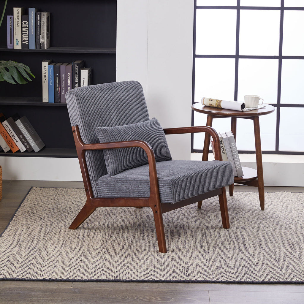 Accent Chair With Pillow And Wood Frame