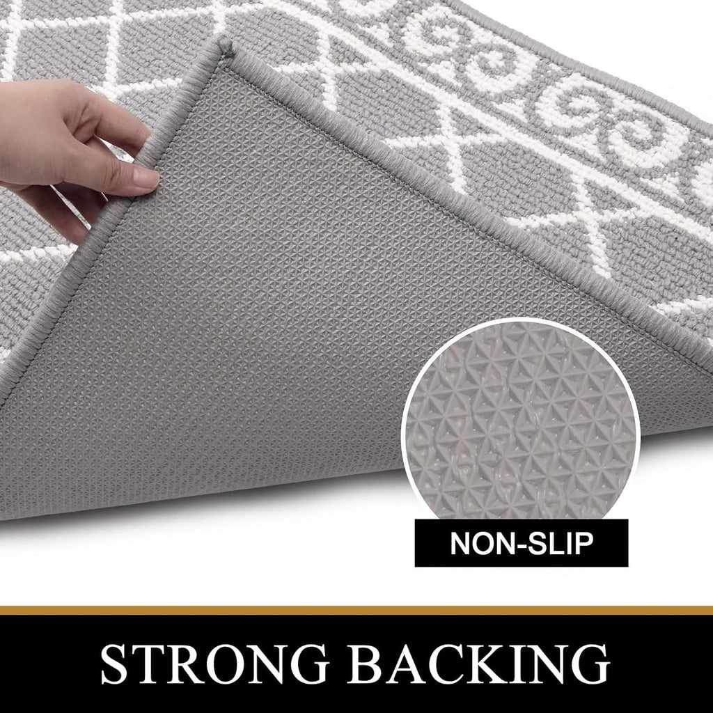 Kitchen Rug Sets 2 Piece with Runner Non Slip Kitchen Rugs and Mats Washable Kitchen Mats Set for Floor Kitchen Carpet Rug Runner for Hallway Entryway Kitchen Laundry