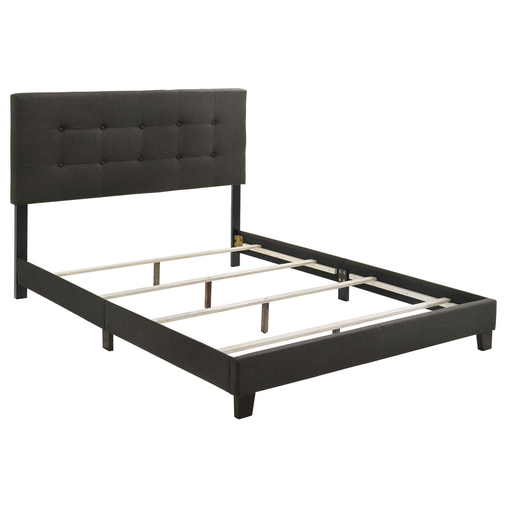 Tufted Full Panel Bed With Button Tufted Headboard, Platform Design - Charcoal