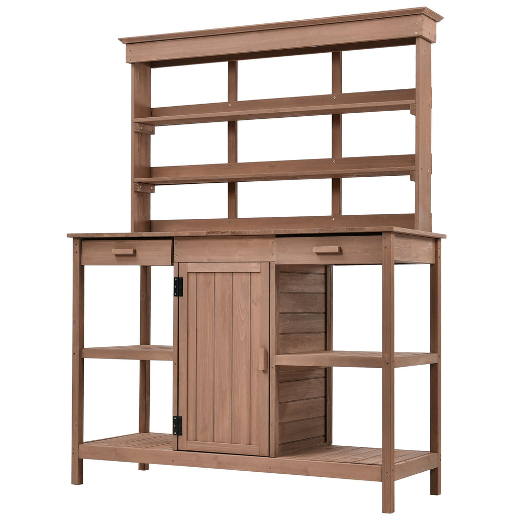 TOPMAX 66" Large Outdoor Farmhouse Wooden Potting Bench Table