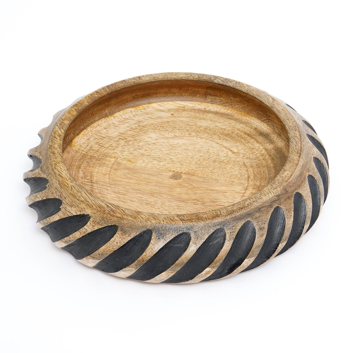 Handmade Wooden Bowl with Black Filler – Unique Artisan Craft