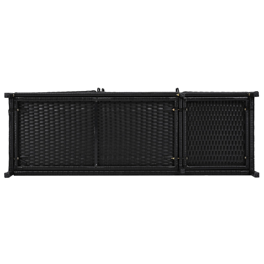 K&K 47.5"W Wicker Outdoor Storage Cabinet with Tempered Glass Top
