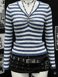 Plus-size Womens Sexy Ribbed V-neck Long-sleeve