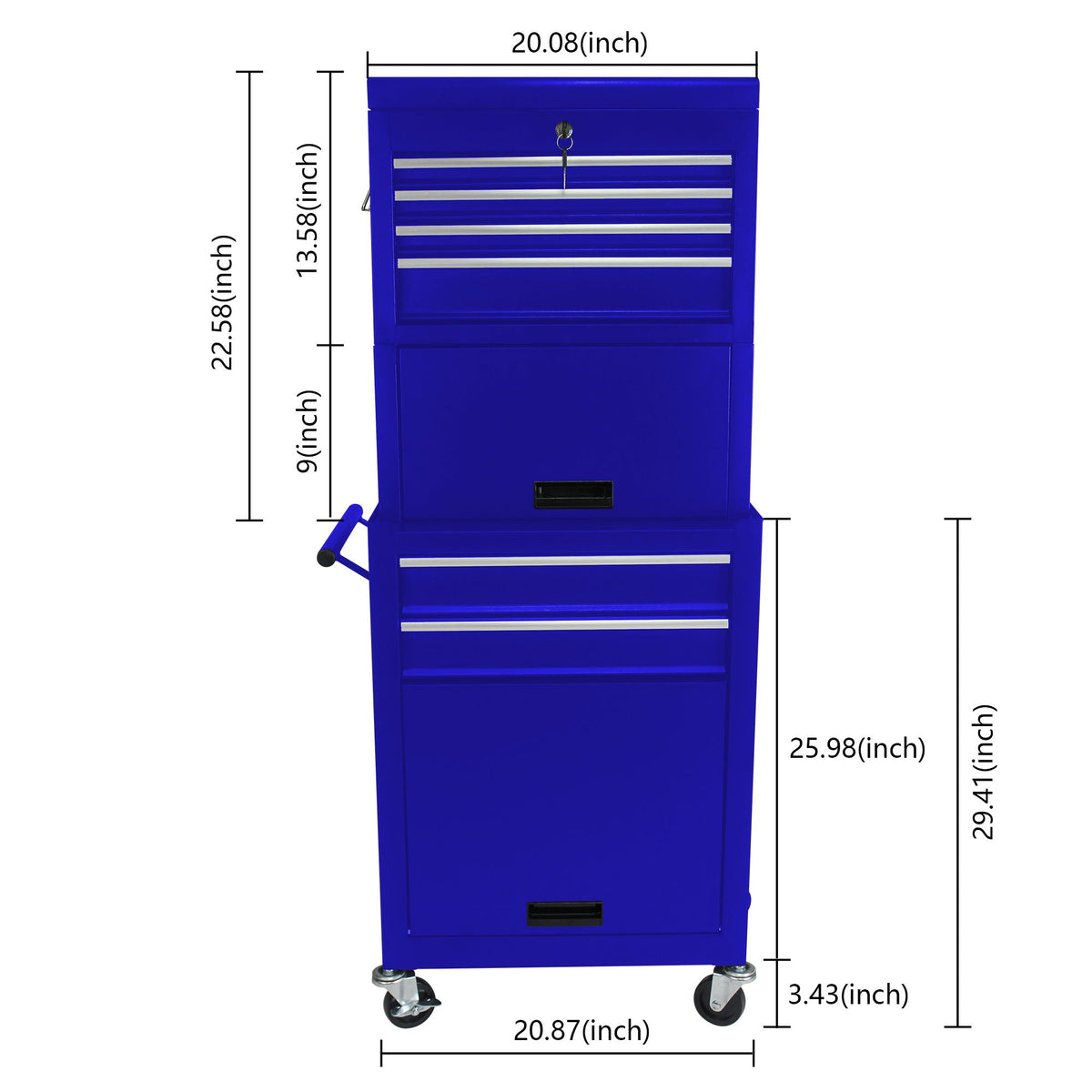 6 Drawer Lockable Tool Cabinet On Wheels With Detachable Toolbox