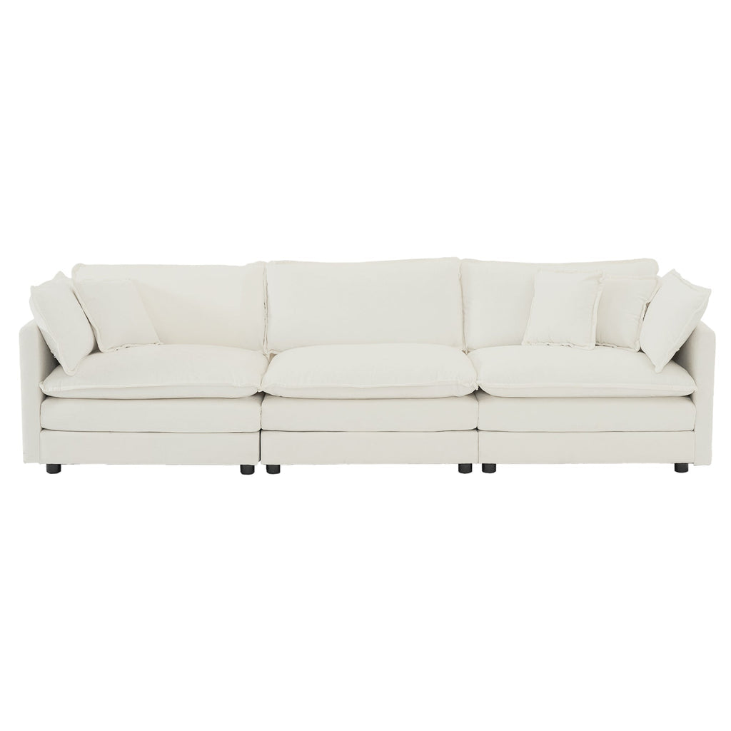 Mid-Century Modern Couch 3-Seater Sofa with Chenille Fabric