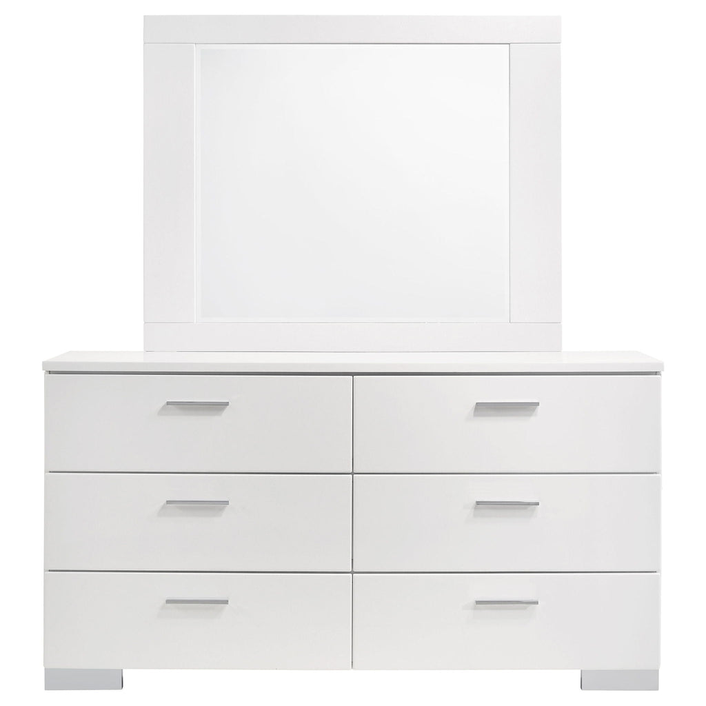 Dulcey - 6 Drawer Dresser With Mirror - Gloss White