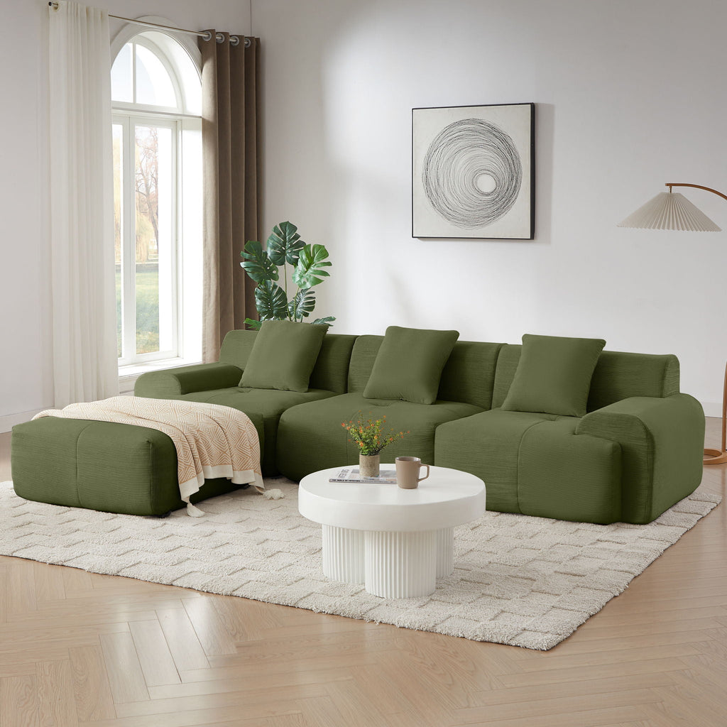 L Shaped Modular Sectional Sofa And Movable Ottoman