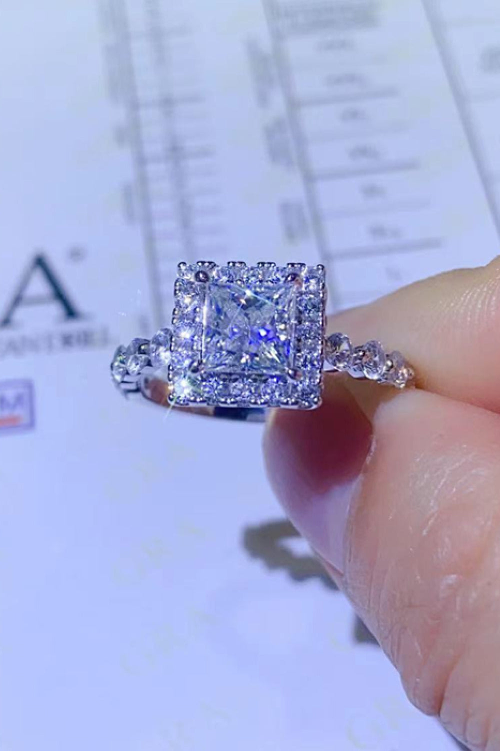 Adored 1 Carat Princess-Cut Sparkala™ Square Ring (Platinum Over Pure Sterling Silver)