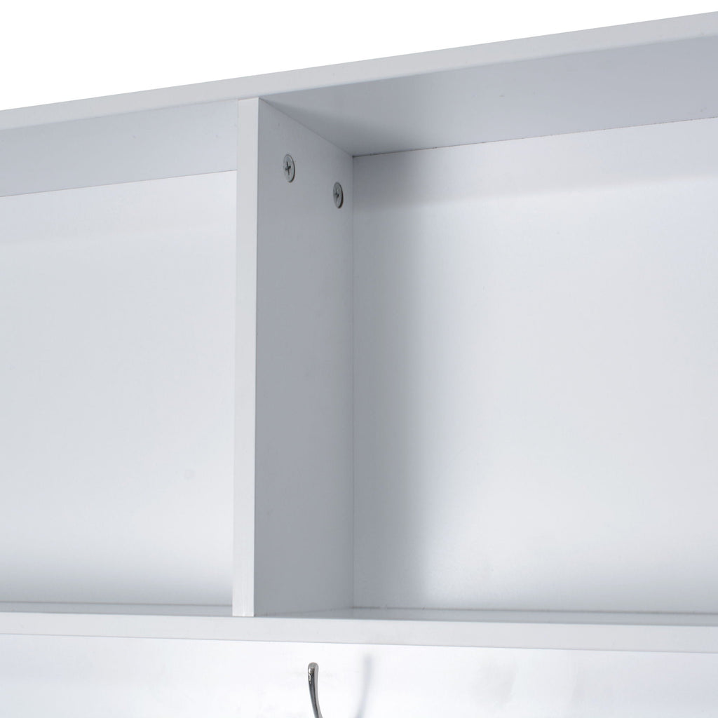 Entryway Bench With Coat Rack, 3 In 1 Design And Adjustable Shelves