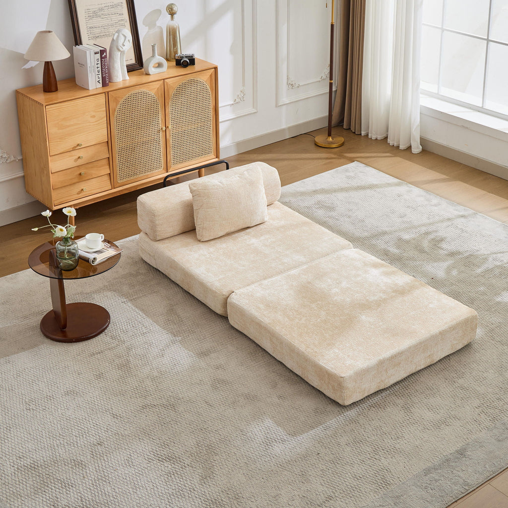Convertible Floor Sofa Bed With Fixed Shape Frame For Living Room