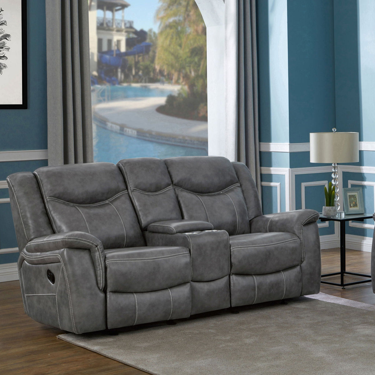 Carmen - Cool Motion Loveseat With Storage, With Reclining Function And Built In Storage - Gray