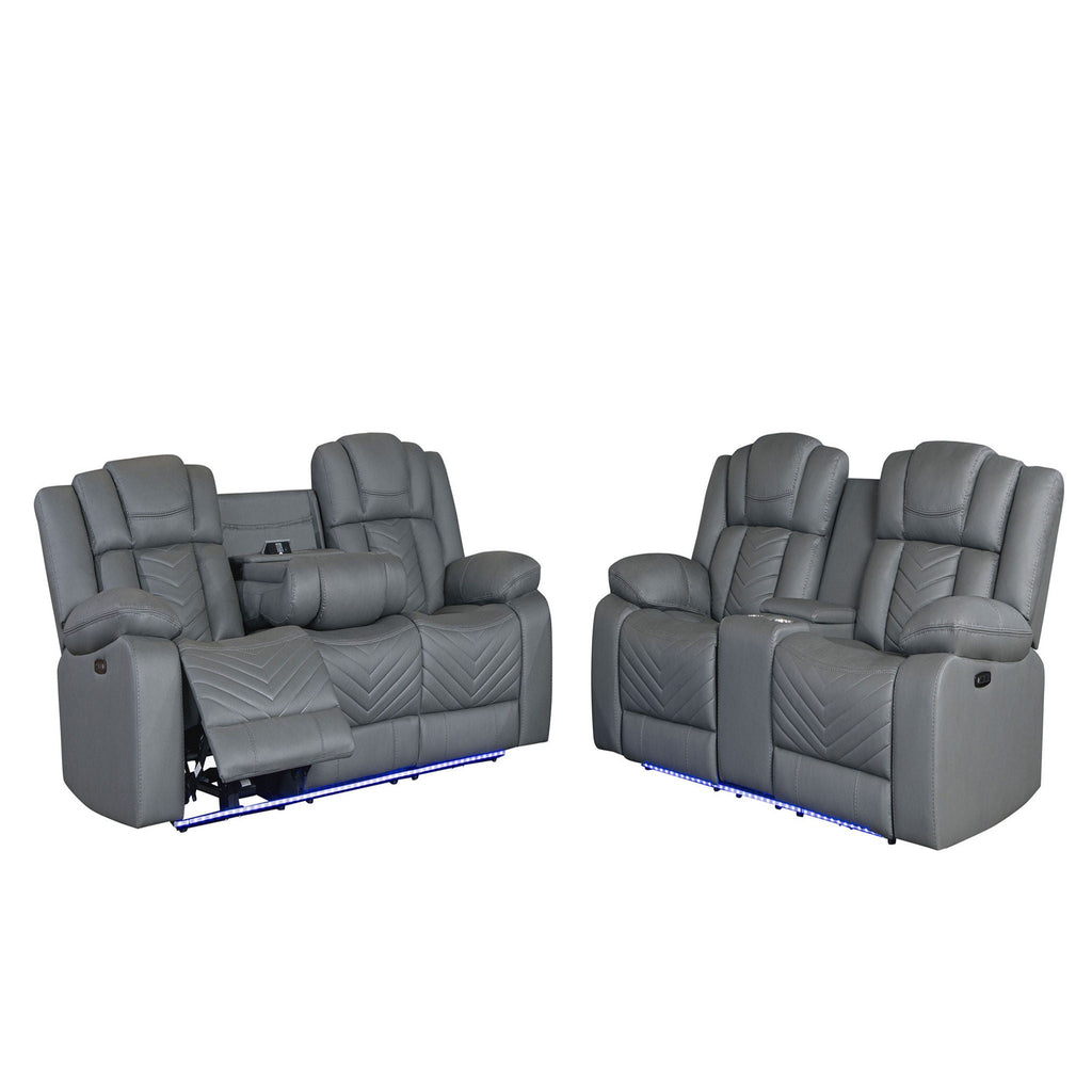 Raize - Power Living Room Set With Storage Console And Cup Holders