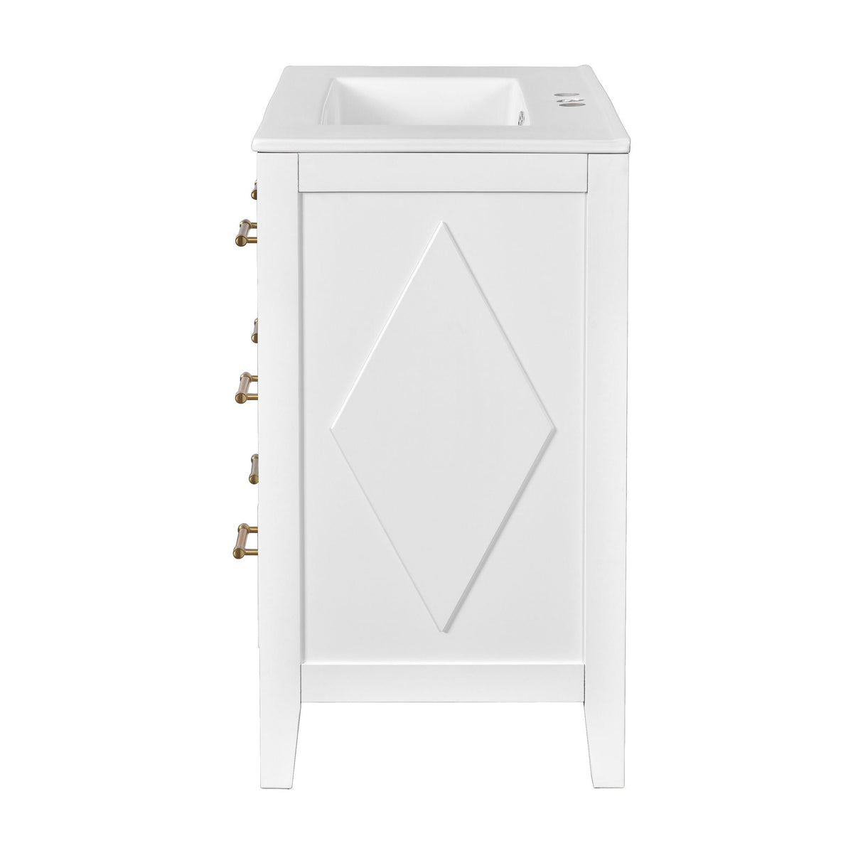 Retro Bathroom Vanity With Sink Combo, Free Standing Single Set With 3 Drawers