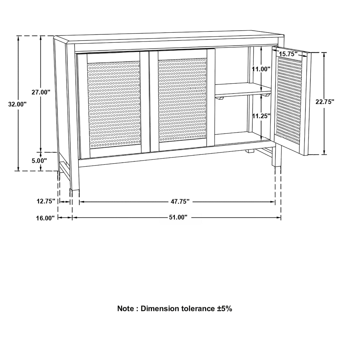 Ashton - 3 Door Accent Cabinet - Natural