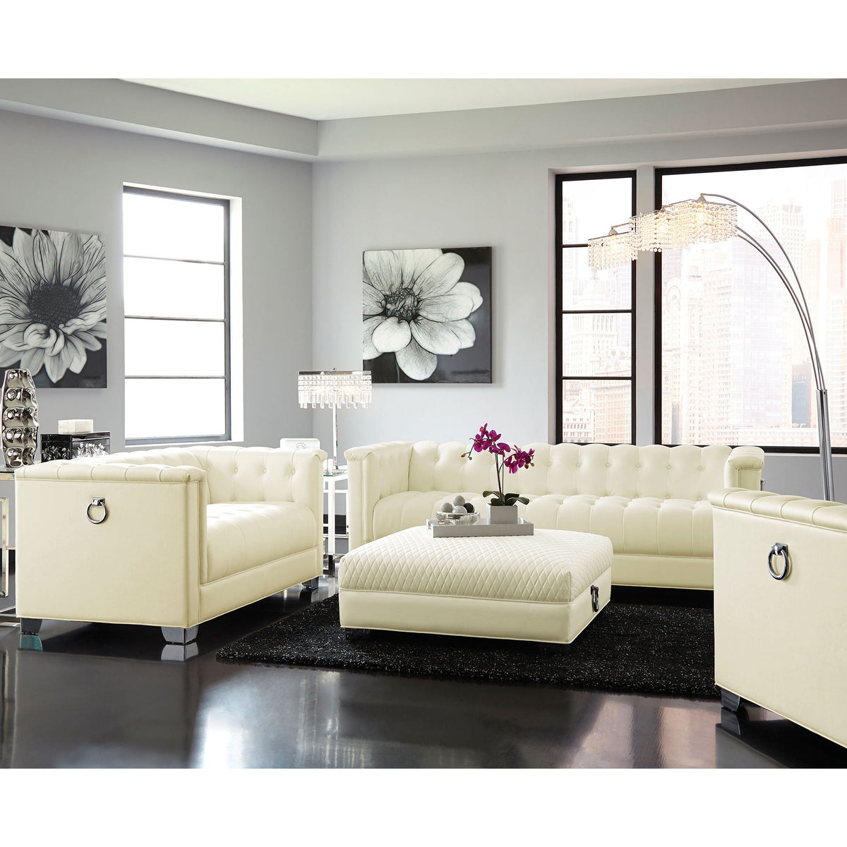 Earline - Upholstered Track Arm Loveseat - White
