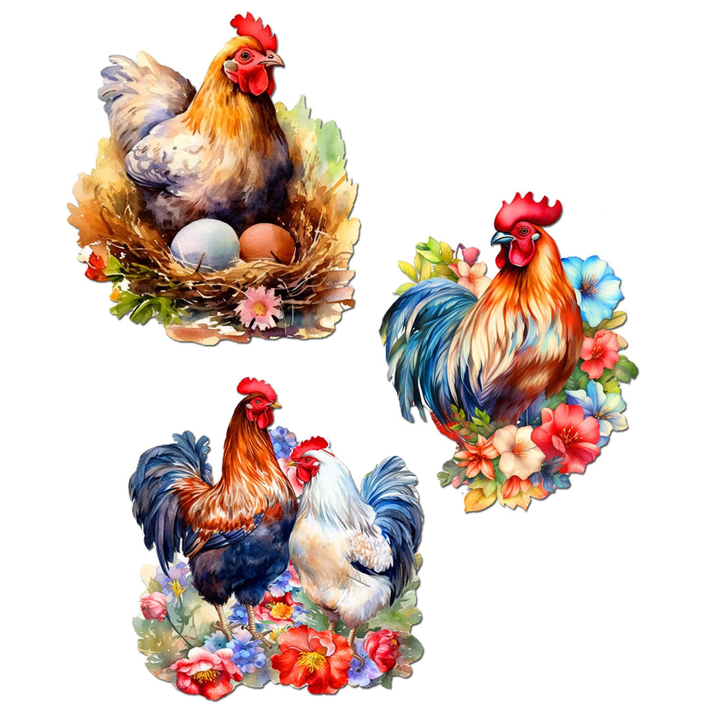 Spring on the Farm Clip-On Eco Wood Decorative Ornaments Set of 3 by G. Debrekht - Easter Decor - 8091056C-S3
