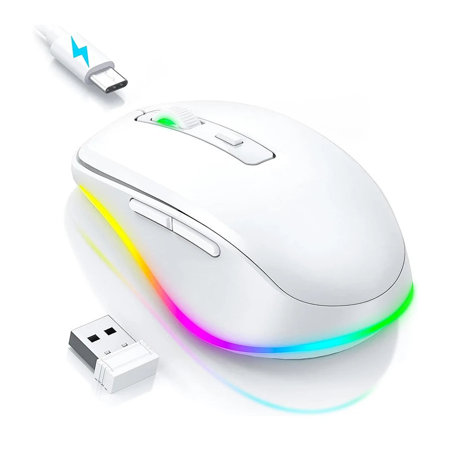 Wireless Mouse Jiggler LED Rechargeable Moving Mouse Mover for Laptop with Undetectable Random Movement Keeps Computers Awake