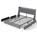 King Upholstered Bed Frame With 4 Storage Drawers, RGB LED Lights & USB / Type-C Charging Station